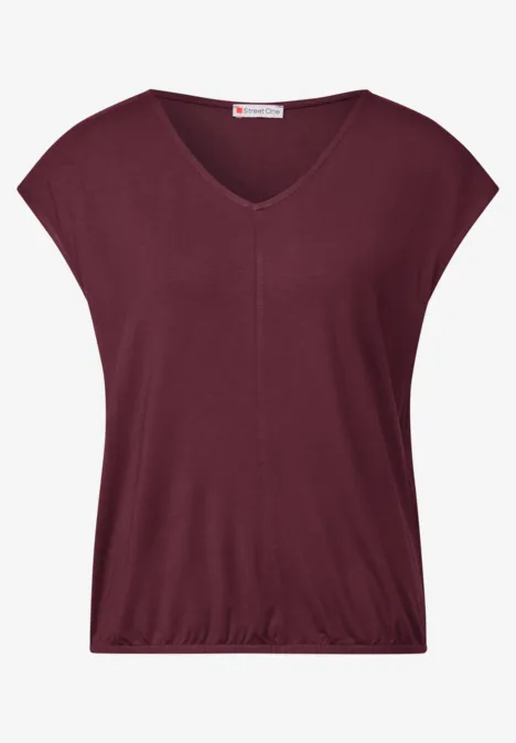V-Neck Jersey-Shirt dark cherry red