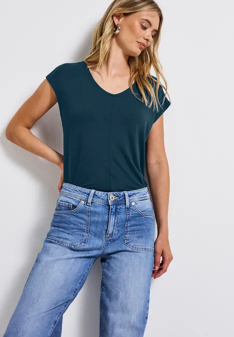 V-Neck Jersey-Shirt tide blue