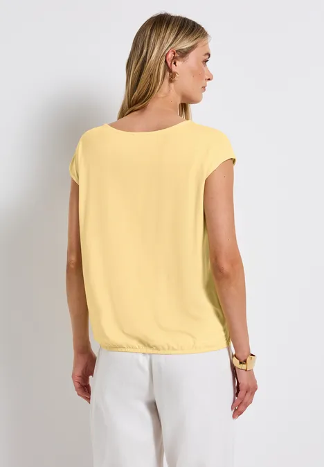 T-shirt en jersey à col en V buttercream yellow