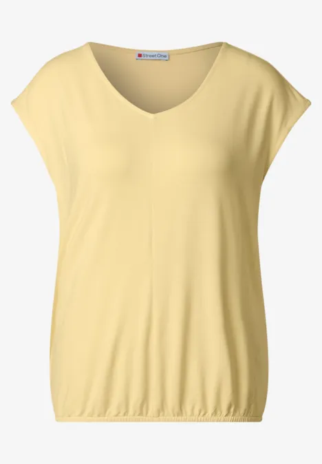 T-shirt en jersey à col en V buttercream yellow