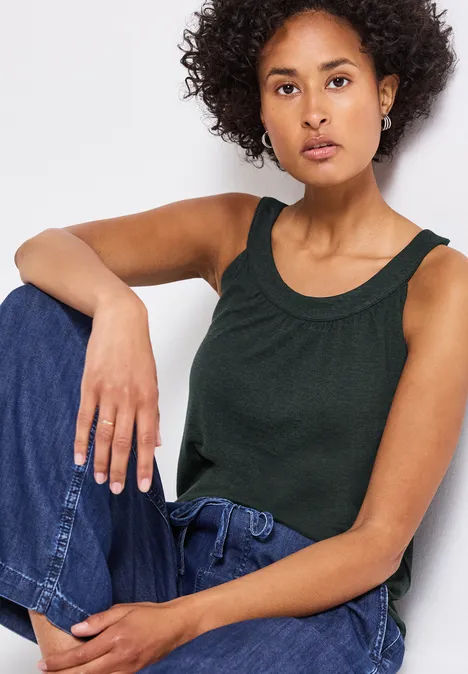 Leinen-Look Sommertop pine grove green