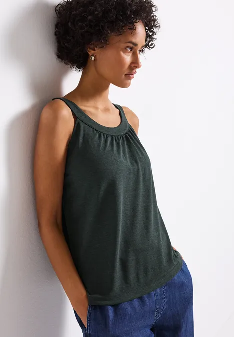 Leinen-Look Sommertop pine grove green