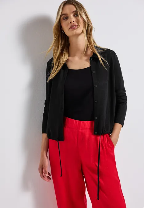 Leinen-Look Jacke Black Leinen-Look Jacke Black