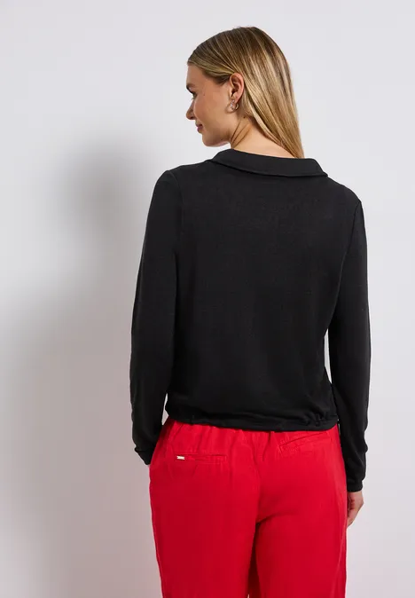 Leinen-Look Jacke Black