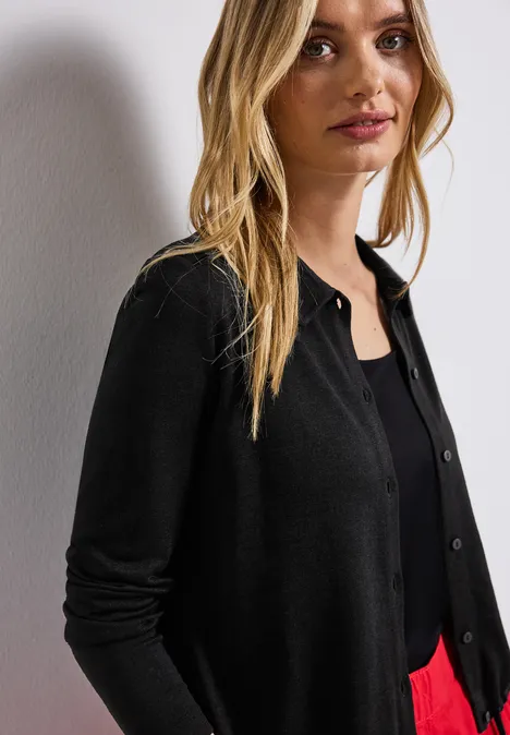 Leinen-Look Jacke Black