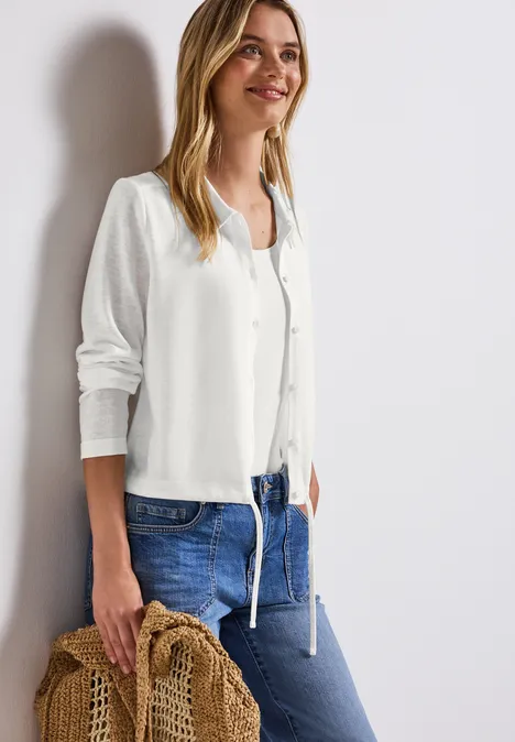 Leinen-Look Jacke off white