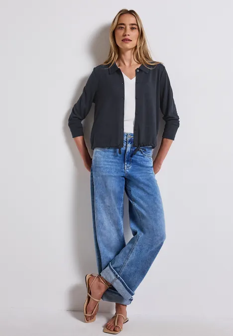 Leinen-Look Jacke deep blue