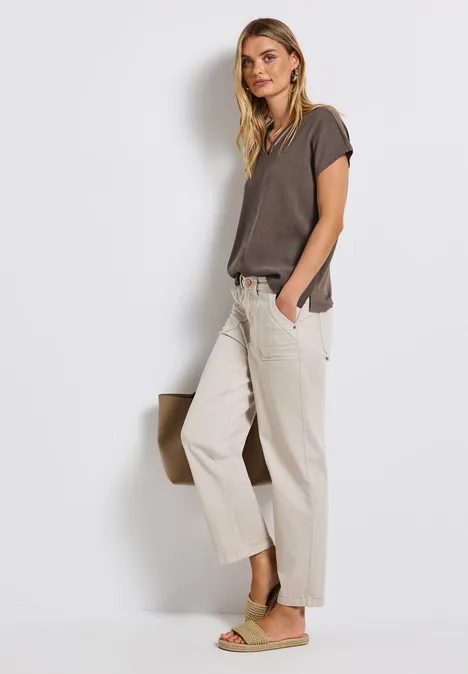 Shirt mit Bändern dark tumbled beige