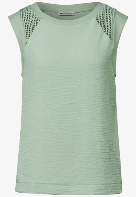 Top mit Mesh-Details soft jade green
