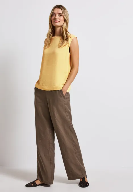 Top mit Mesh-Details buttercream yellow