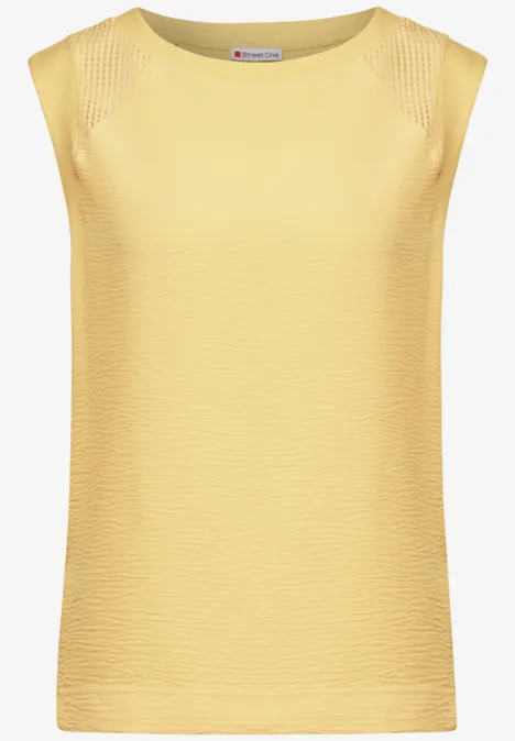 Top mit Mesh-Details buttercream yellow
