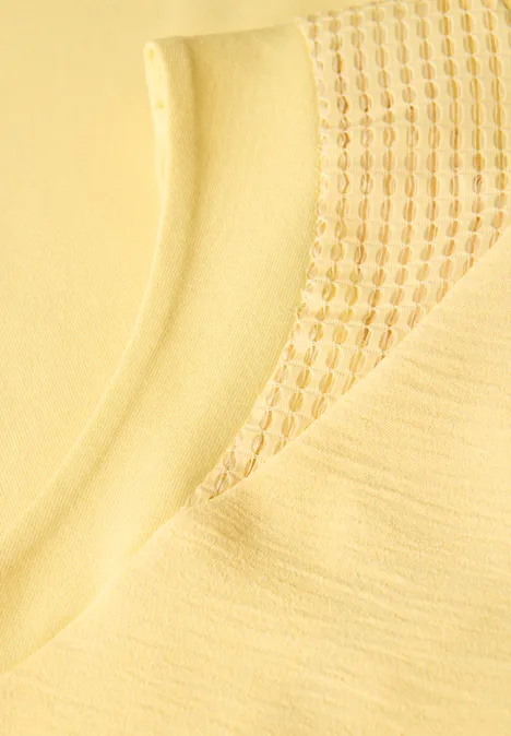 Top mit Mesh-Details buttercream yellow