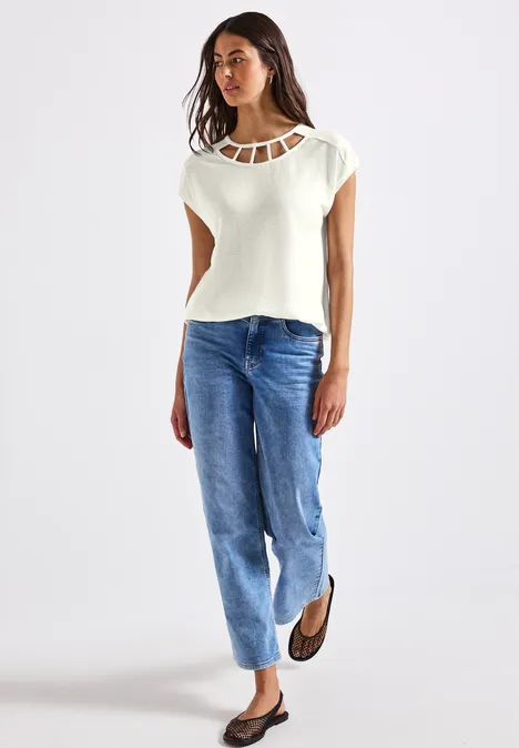 Leinen-Look Shirt off white