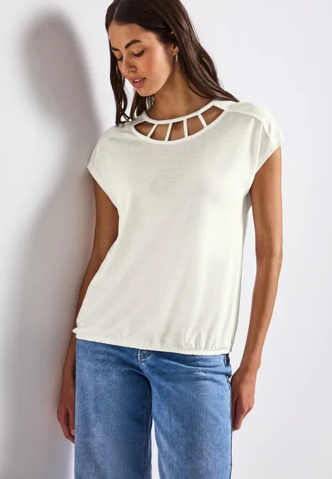 Leinen-Look Shirt off white
