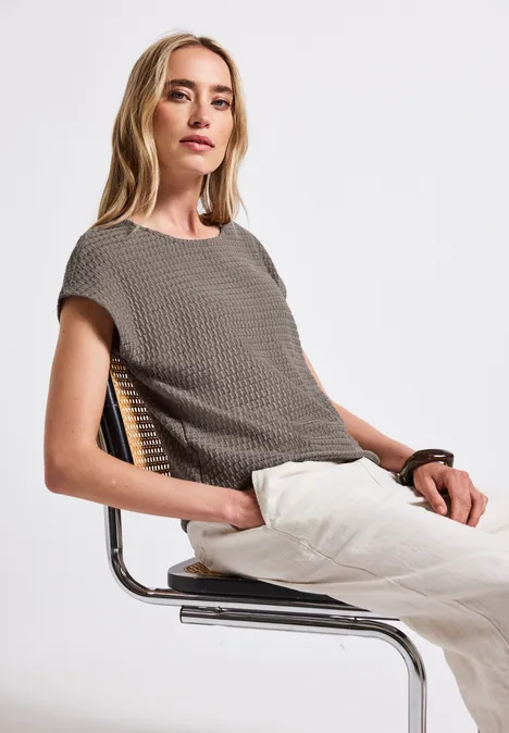 Strukturshirt dark tumbled beige