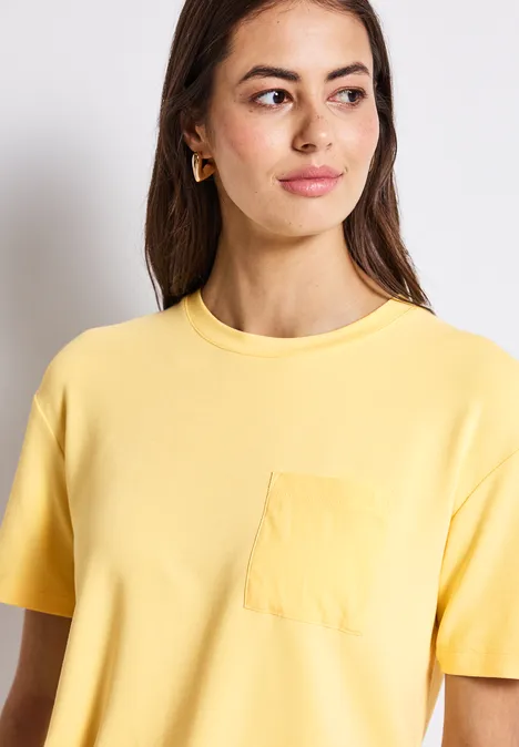 T-Shirt mit Brusttasche buttercream yellow