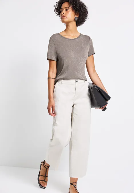 Glitzerndes T-Shirt dark tumbled beige