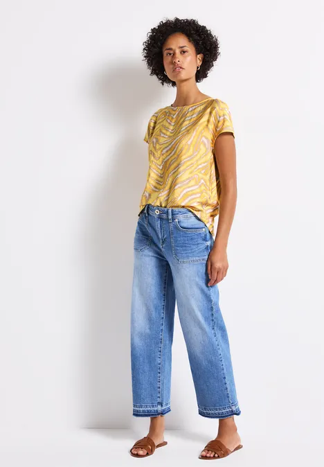 Gemustertes Shirt buttercream yellow
