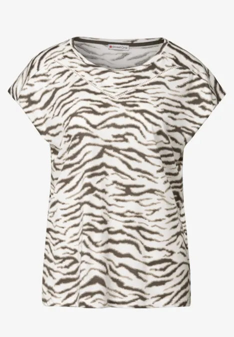 Print-Shirt mit Deko-Tape nomad brown
