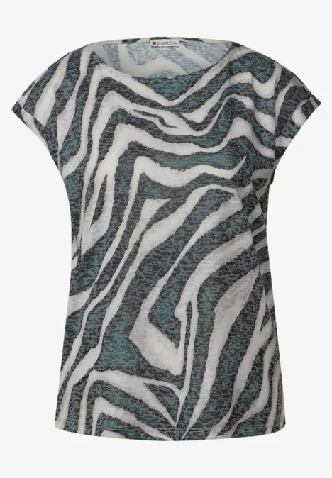 Gemustertes Ausbrenner-Shirt pine grove green