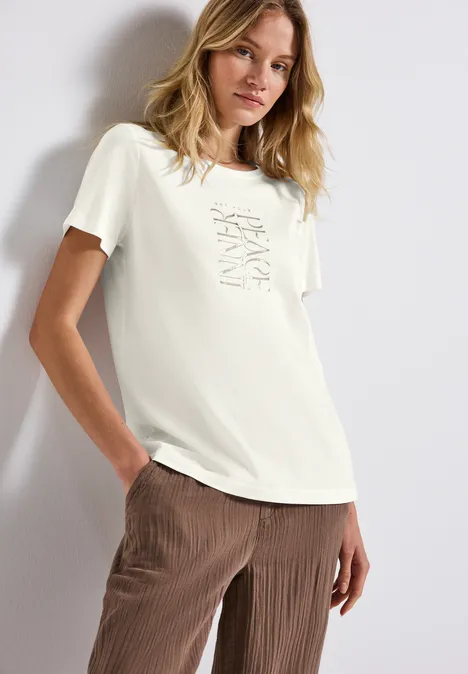 T-Shirt mit Wording Print off white