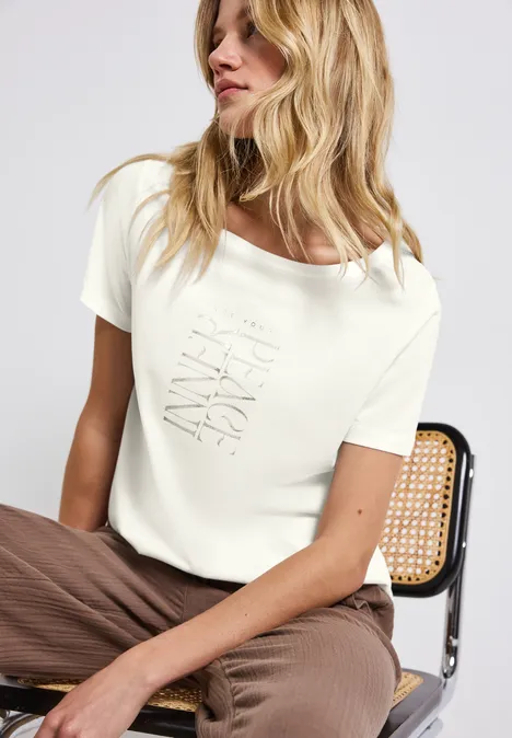 T-Shirt mit Wording Print off white