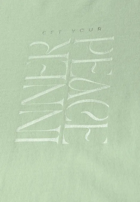 T-Shirt mit Wording Print soft jade green