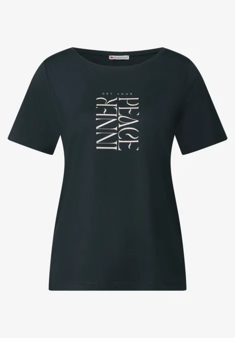 T-Shirt mit Wording Print pine grove green