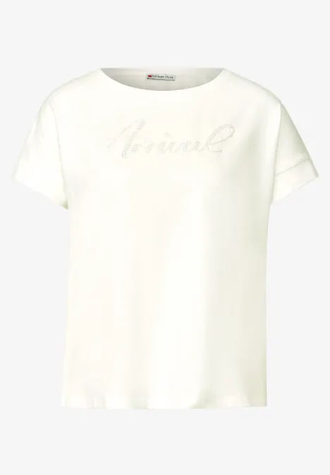 Shirt mit Wording-Stickerei off white