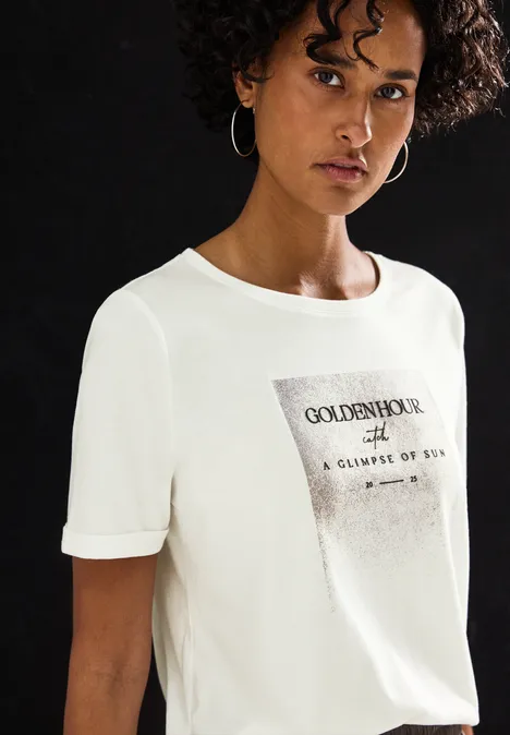 Shirt mit Schimmer-Print off white