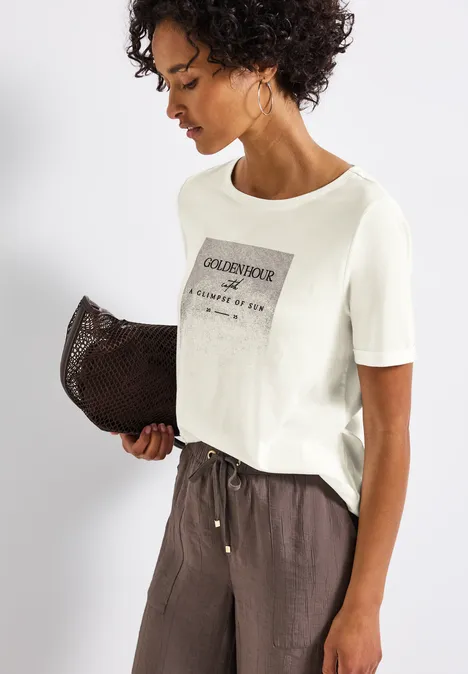 Shirt mit Schimmer-Print off white