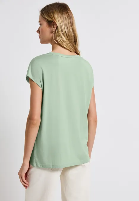 Basic Shirt mit Wording soft jade green