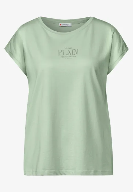 Basic Shirt mit Wording soft jade green