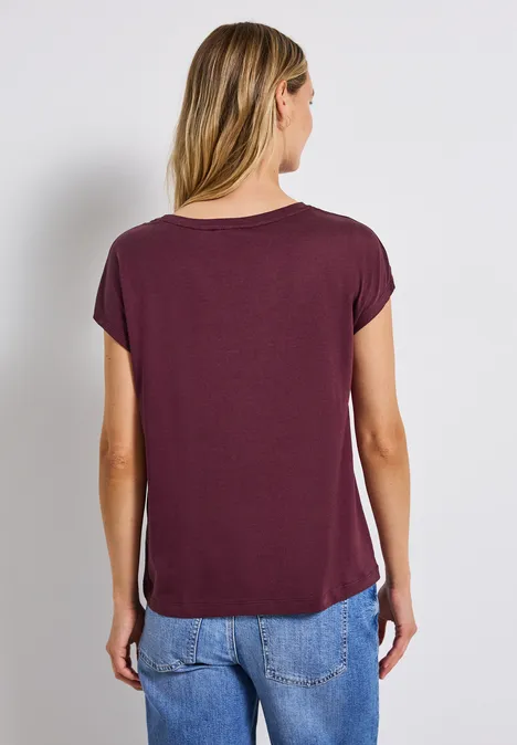 Basic Shirt mit Wording dark cherry red