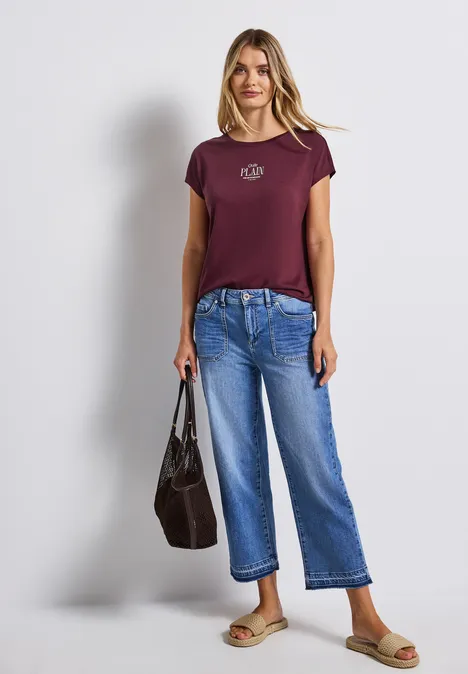 Basic Shirt mit Wording dark cherry red