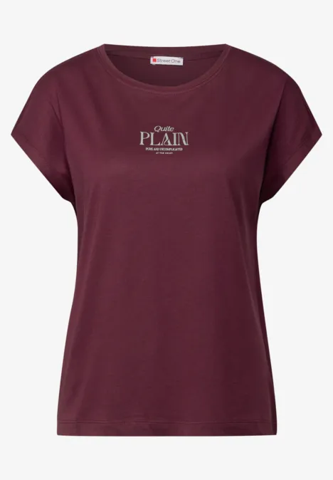Basic shirt met tekst dark cherry red