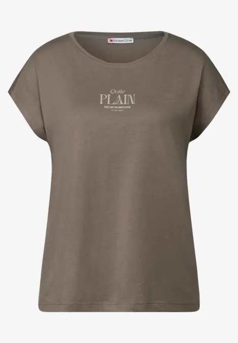 Basic Shirt mit Wording dark tumbled beige