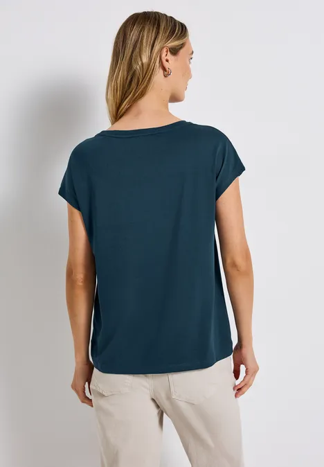 Basic Shirt mit Wording tide blue