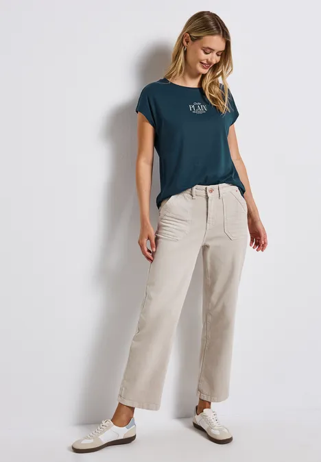 Basic Shirt mit Wording tide blue