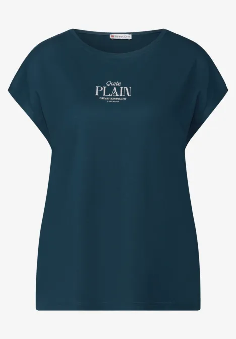 Basic Shirt mit Wording tide blue
