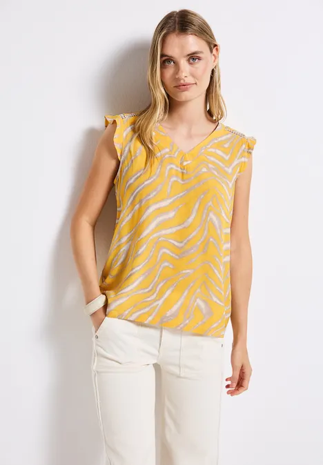 Gemustertes Top buttercream yellow