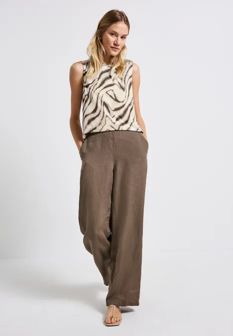 Gemustertes Basic Top tumbled beige