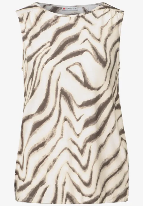 Gemustertes Basic Top tumbled beige