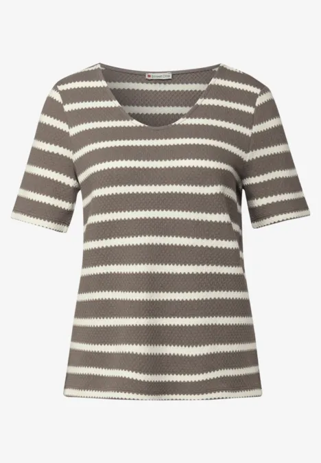 T-shirt à rayures structurées dark tumbled beige