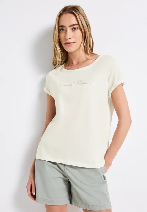 Basic Shirt mit Print off white