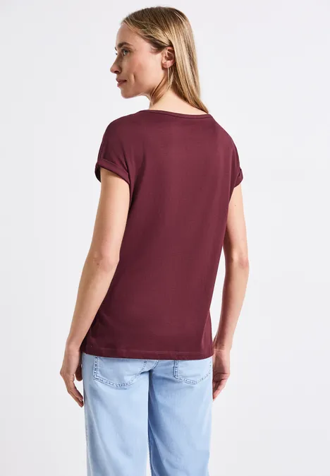 Basic Shirt mit Print dark cherry red