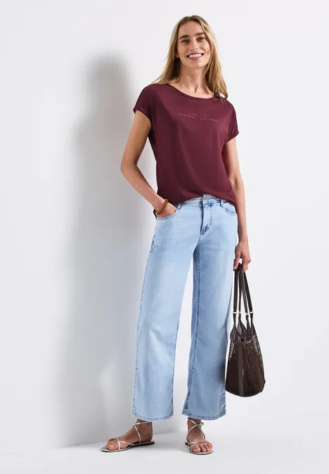 Basic Shirt mit Print dark cherry red
