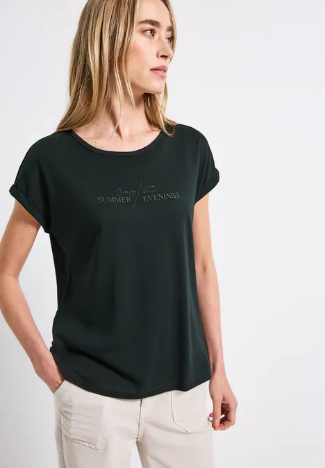 Basic Shirt mit Print pine grove green