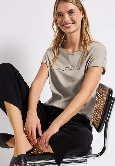 Basic Shirt mit Print tumbled beige