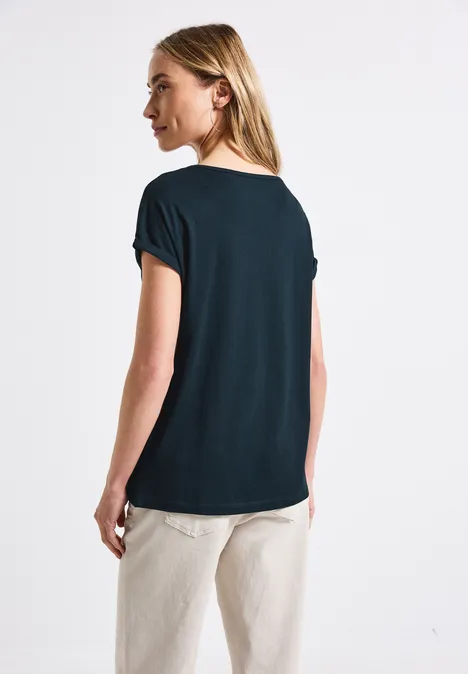 Basic Shirt mit Print tide blue